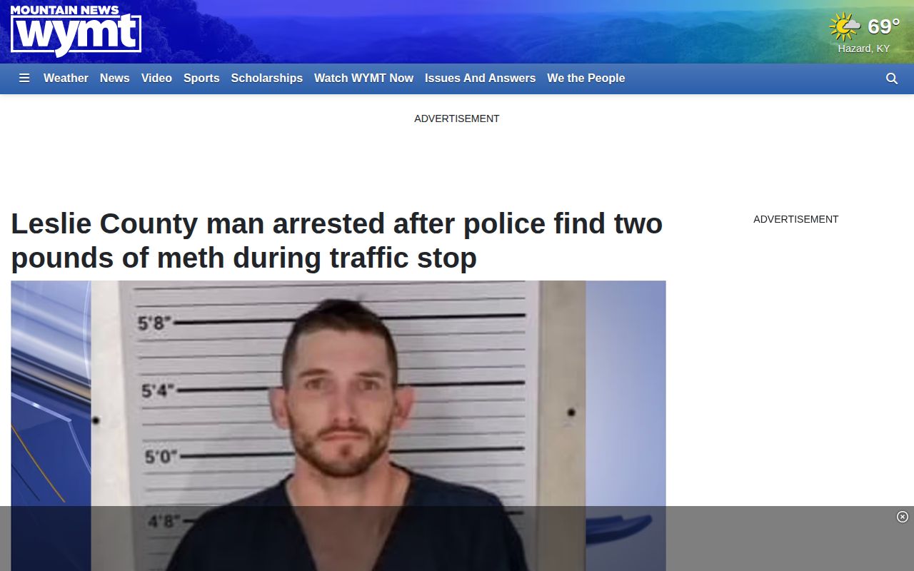 Leslie County crime news report with detention-center booking photo source credit