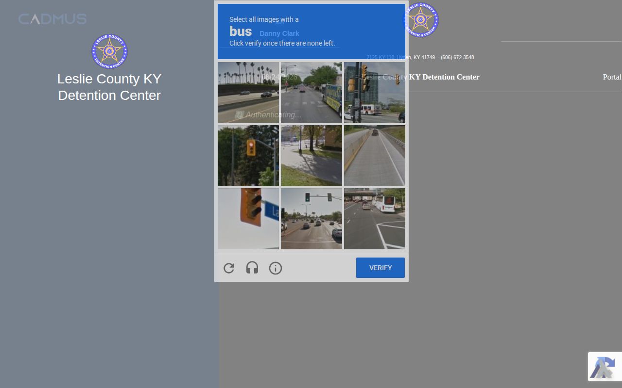 Leslie County jail roster portal authentication access