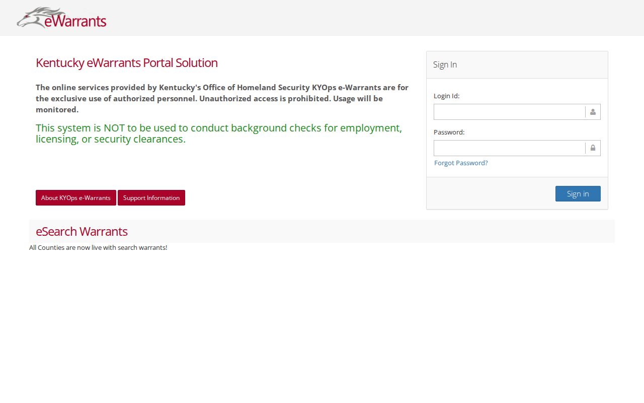 Leslie County warrant verification through restricted Kentucky eWarrants portal
